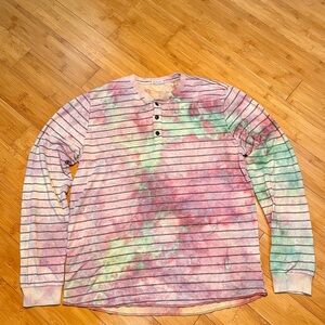 Marine Layer Tie Dye Upcycled Henley T-Shirt  — One Of A Kind